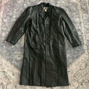 Vintage City Streets Black Leather Trench Coat Size L
